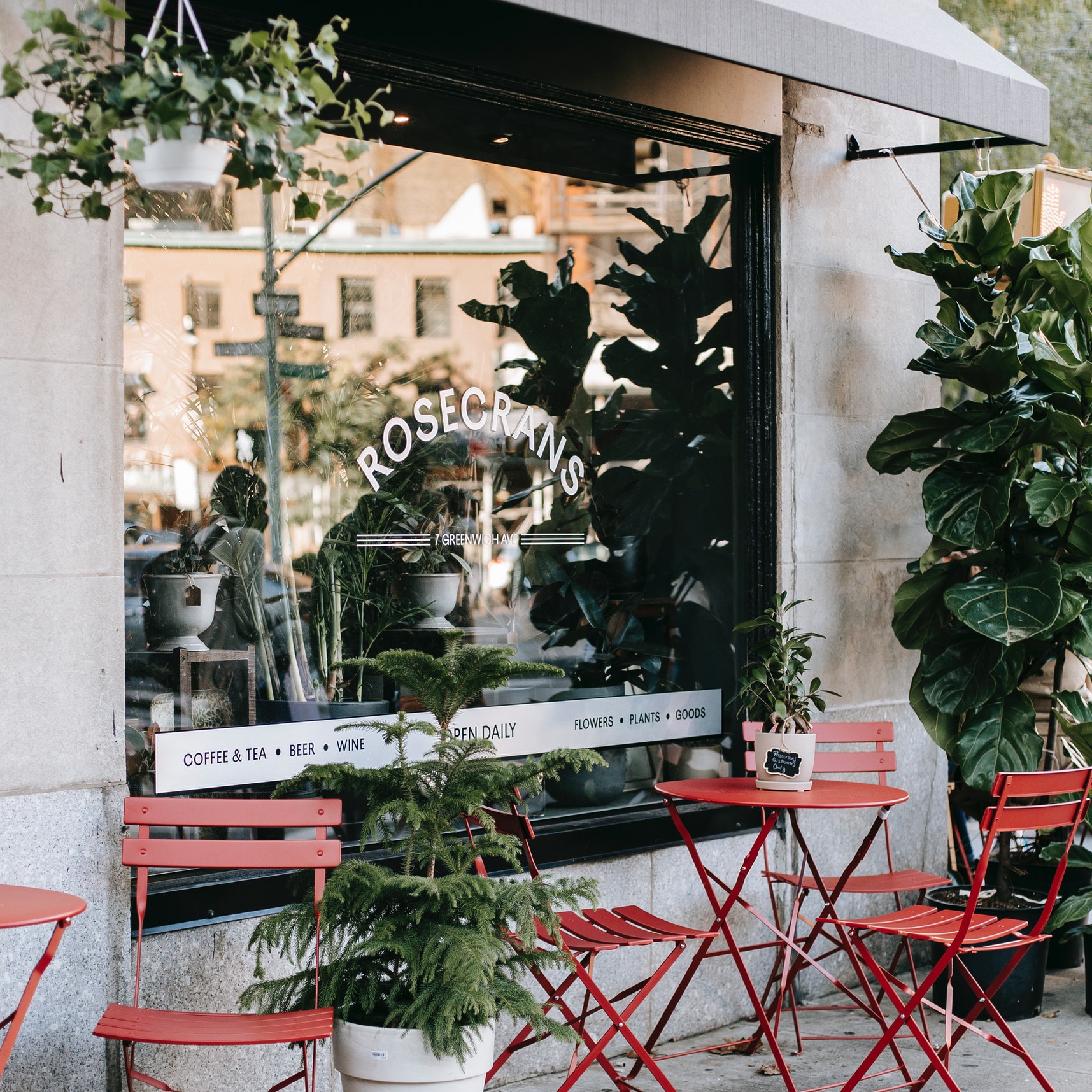 Outdoor seating at a cafe