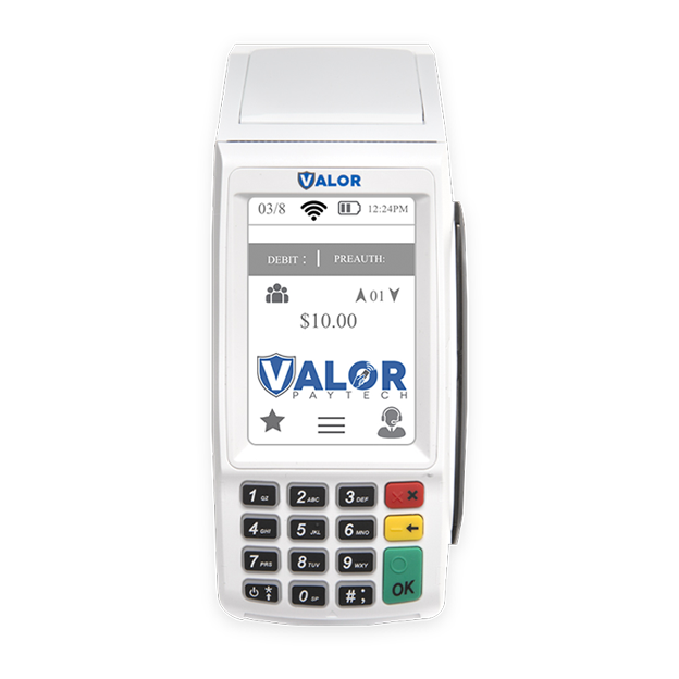 Valor terminal ready to take credit card payments