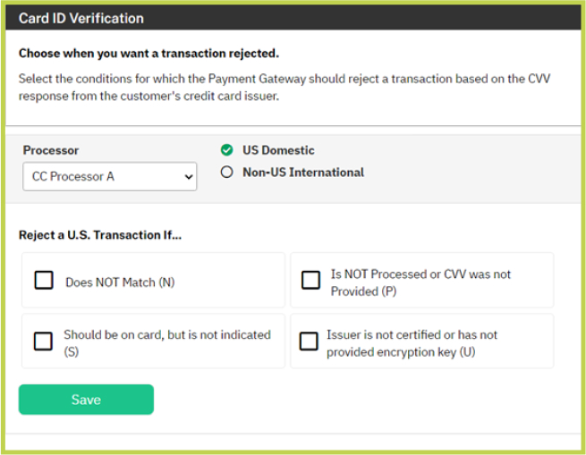 Authorize.net CVV verification settings